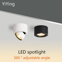 yiying led spotlight surface mounted folding spot light 7w cob adjustable angle ceiling lamp for home store indoor lighting