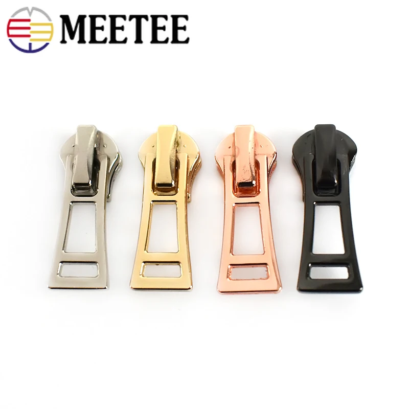 

Meetee 10pcs Zipper Sliders Puller for 5# Metal Zips Lock Head DIY Handbag Pullers Clothing Repair Zipper Sliders Accessories