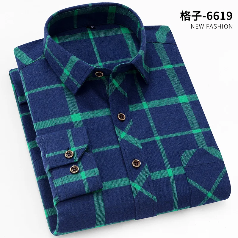 New casual shirt men's loose casual lapel plaid long sleeve men's fashion Joker non-ironing comfortable men's shirt