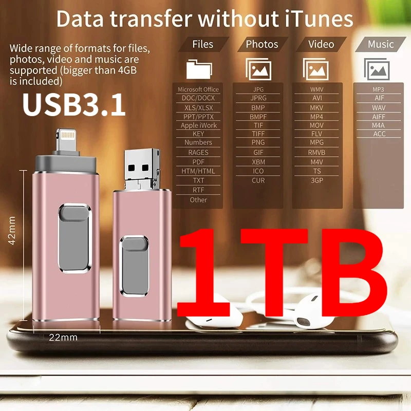 

USB-флеш-накопители на ТБ, Apple, USB 3,1, для ноутбука, Android