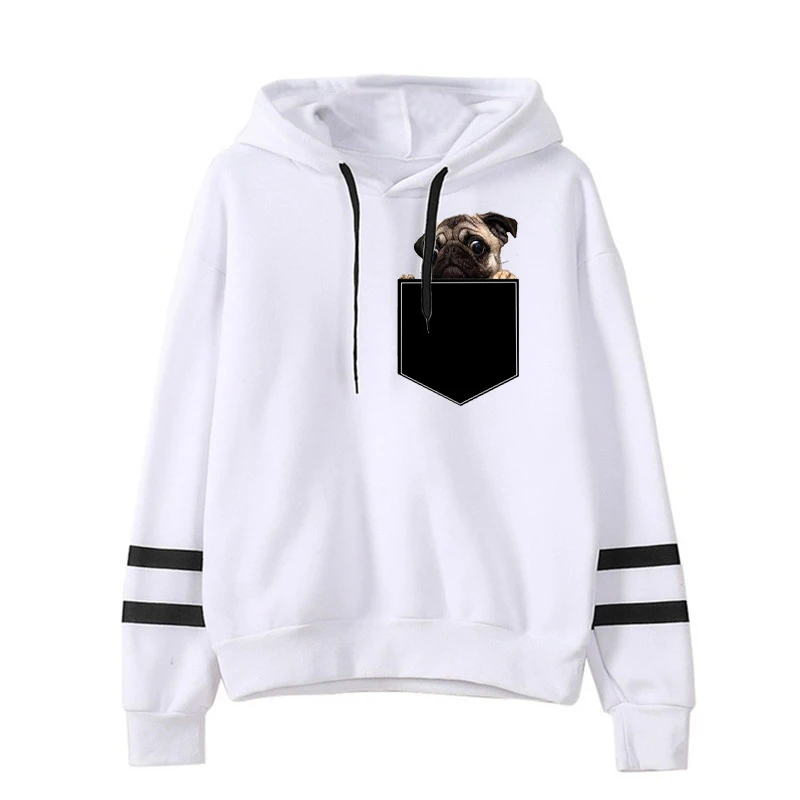 

Pug Pocket Print 2022 New Autumn Hoodies for Boys Girls Women's Funny Clothing Long Sleeve Winter Casual Fashion Sweatshirts