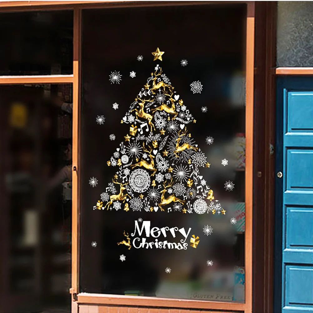 

Shopwindow Door Living Room Showcase Glass for Wall Decals Self-adhesive Christmas Tree Sticker 1 pc