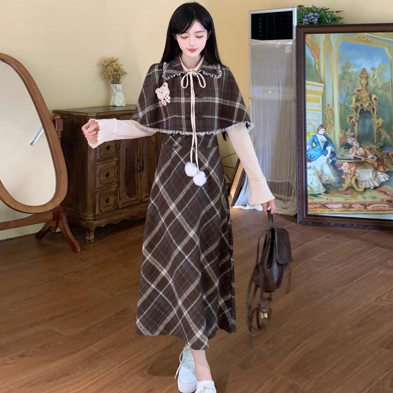 Винтажное платье для девочек осень и зима 2024 новинка школьников младших классов