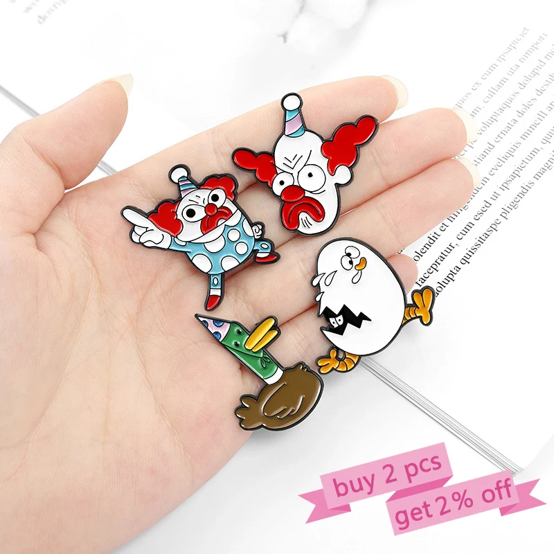 3-8 шт./набор значков эмалированных с картинками животных: лисы, клоуна, пиццы, цветка. Брошь для джинсовой сумки или на грудь, ювелирный подарок для друзей и детей.