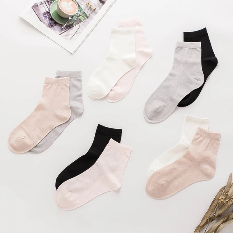 

Real Silk Socks Women Mid Tube Socks Women's Sweat-absorbing Breathable Odor Resistant Socks Solid Quick Drying Tide Calcetines