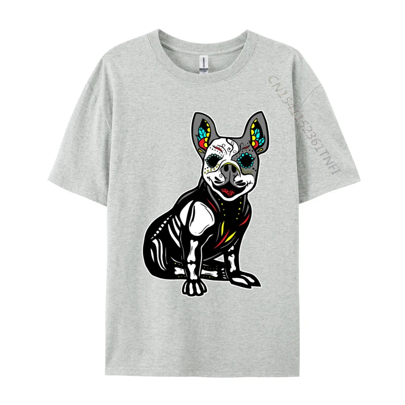Dog Sugar Skull Puppy X-Ray Mexican Cool Christmas S T-Shirt Men Funny Basic Tees Crew Neck Pure Cotton T Shirts Plus Size