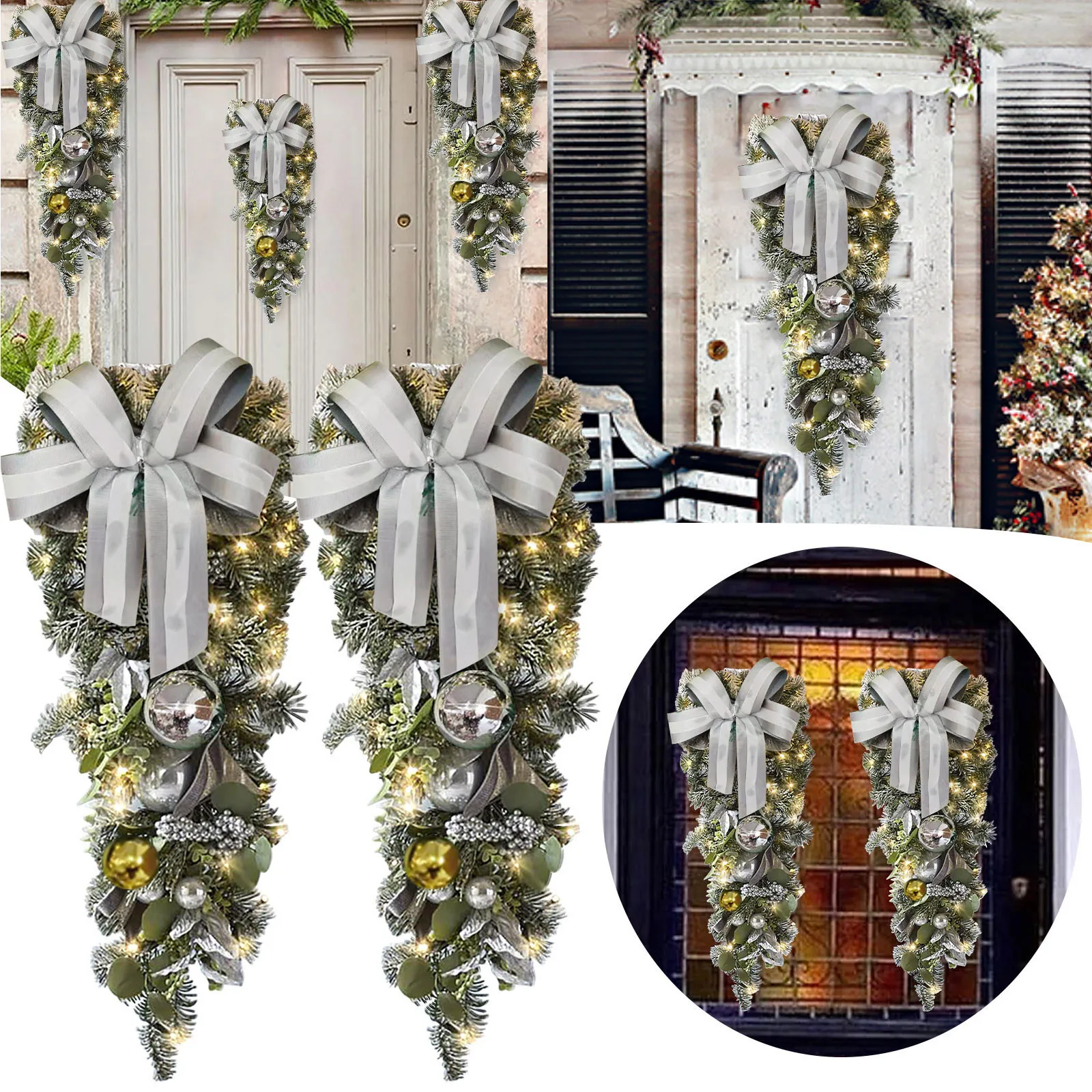 

Christmas Christmas Pendant Christmas Ring Door Dead Garland Decorations Branches Hanger Vine Cane Wreath 5 Ft Christmas Wreath