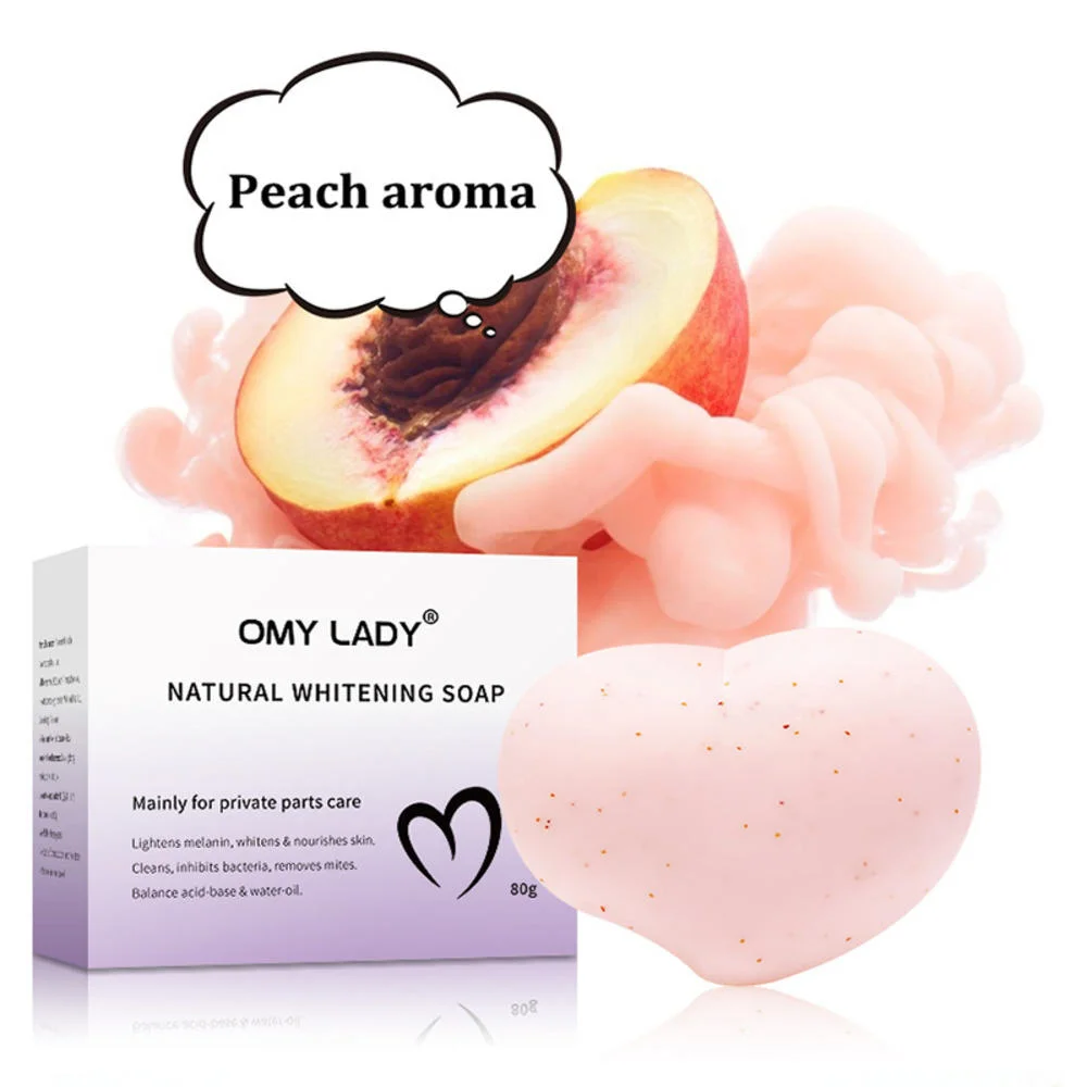 

80g Peach Women's Intimate Soap Lotion Whitening Body Scrub Organic Natural Whitening Smooth Remove Dark Spot Handmade Soap