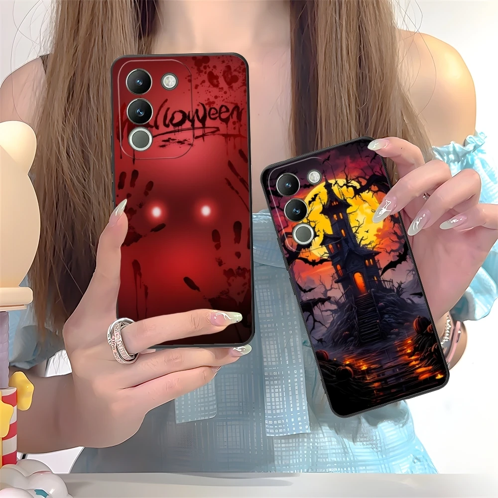 Halloween Pumpkin Mobile Cell Phone Case for VIVO Y95 Y93 Y31 Y20 V19 V17 V15 Pro X60 NEX Black Soft Cover Shell