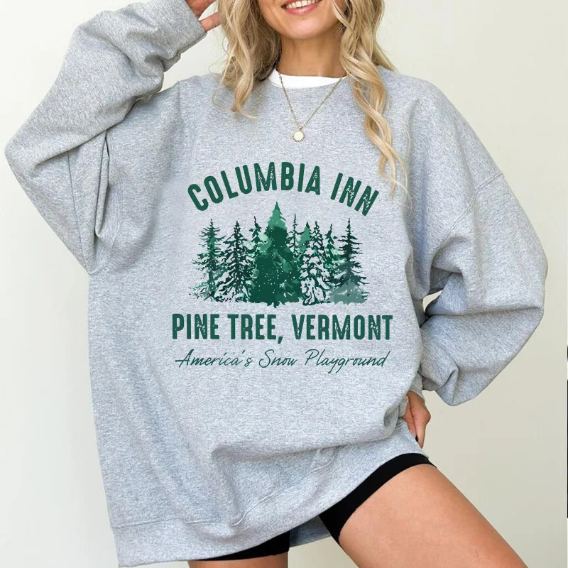 White Christmas Movie Sweatshirt Columbia Inn Pine Tree Vermont Hoodies Pullover Crewneck Sweatshirts 90s Xmas Coat