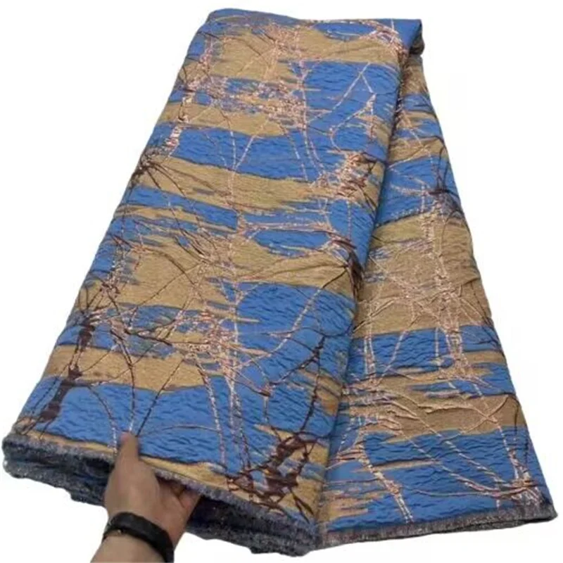 

High Quality African Nigerian Tulle Lace Fabric Organza Embroidery Guipure Party Gown Dress Brocade Jacquard Wedding 5Yard Gold