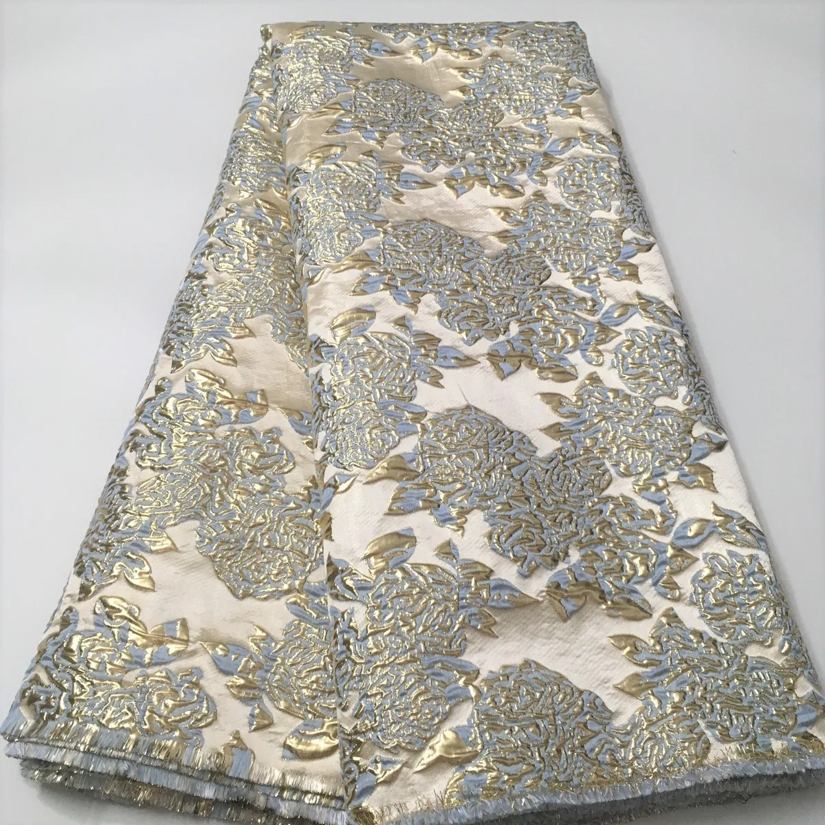 Золотая парчовая кружевная ткань с новым материалом африканская жаккардовая