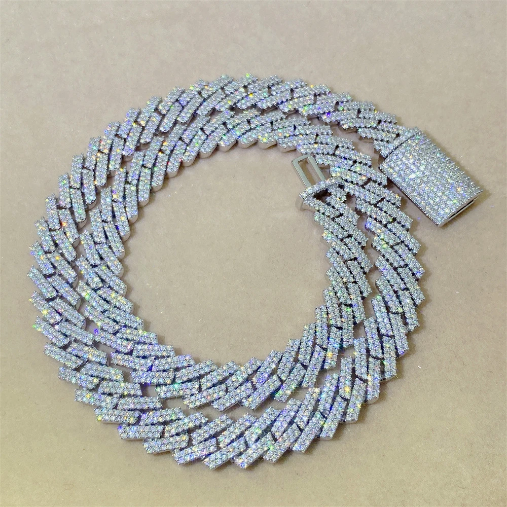 10mm Moissanite Necklace For Men S925 Silver Cuban Link Chain Choker Women Necklaces Pass Diamonds Tester With GRA Free Shipping