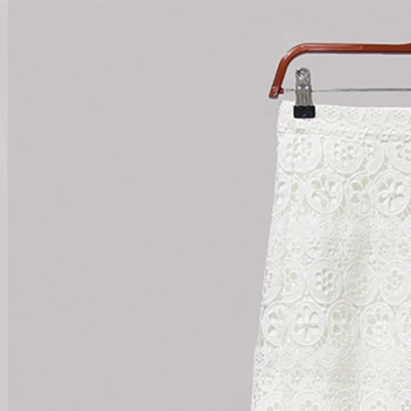 

Women's White Lace Hollow out Trousers Loose Casual fashion Elegant Female Wide Leg Pants