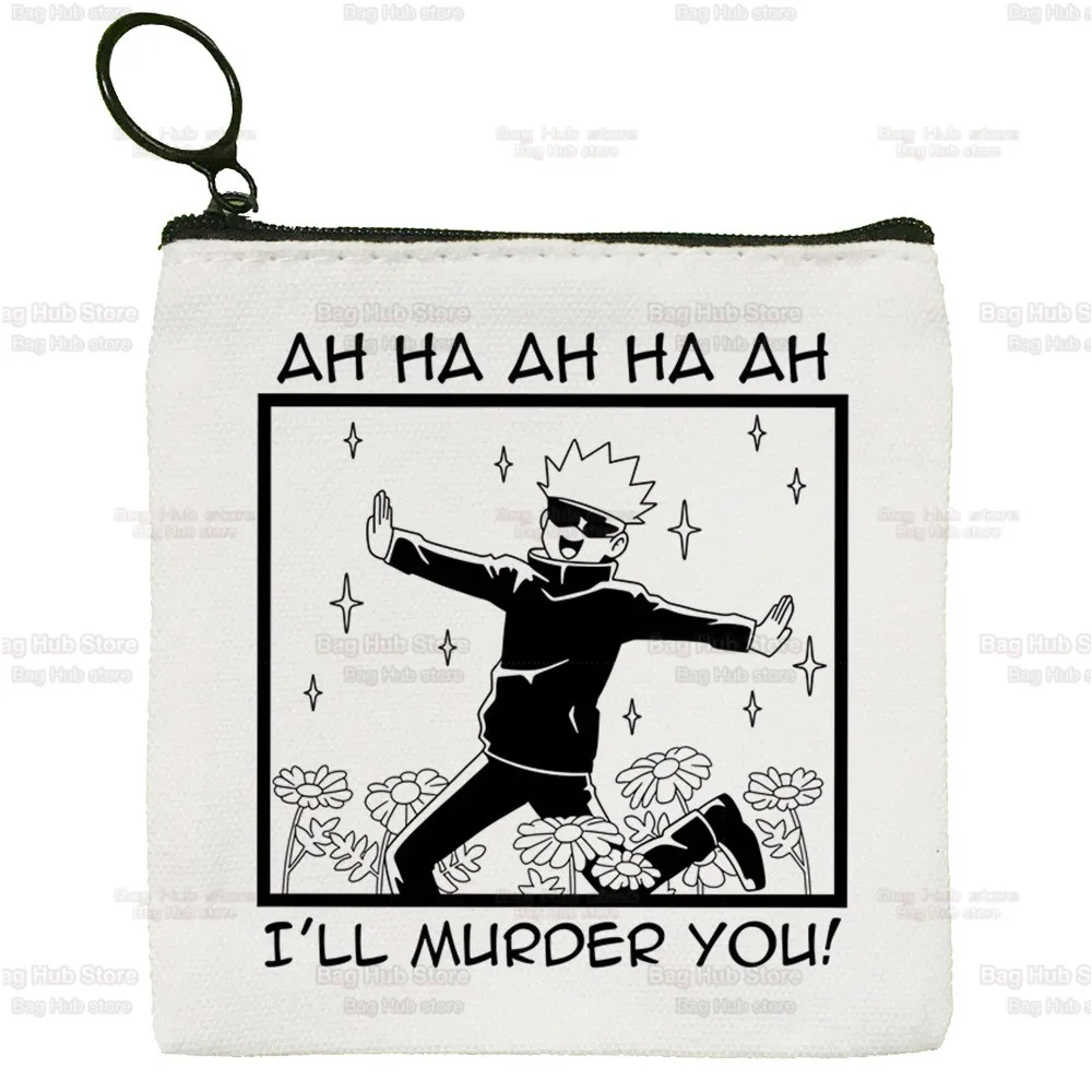 Jujutsu Kaisen Cartoon Canvas Coin Ryomen Sukuna Itadori Yuji Purse Small Zipper Okkotsu Yuta Gojo Satoru Key Bag Hand Gift Bag