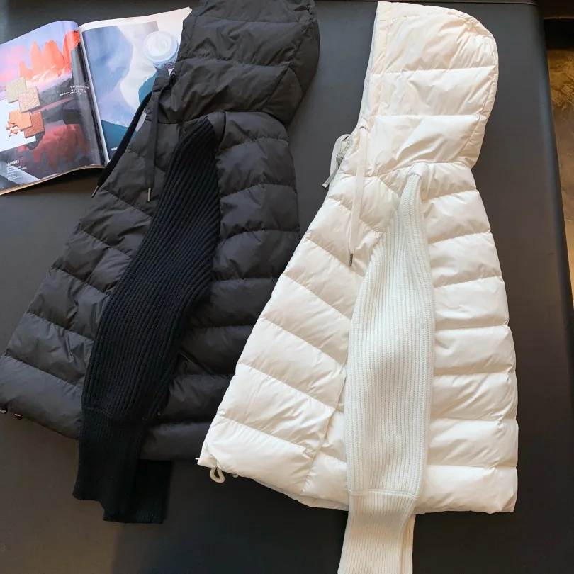 90 White Goose Down Light, Warm, High-density, Diamond-proof Fleece Knit Knit Cap Down Jacket Women Jacket Coats