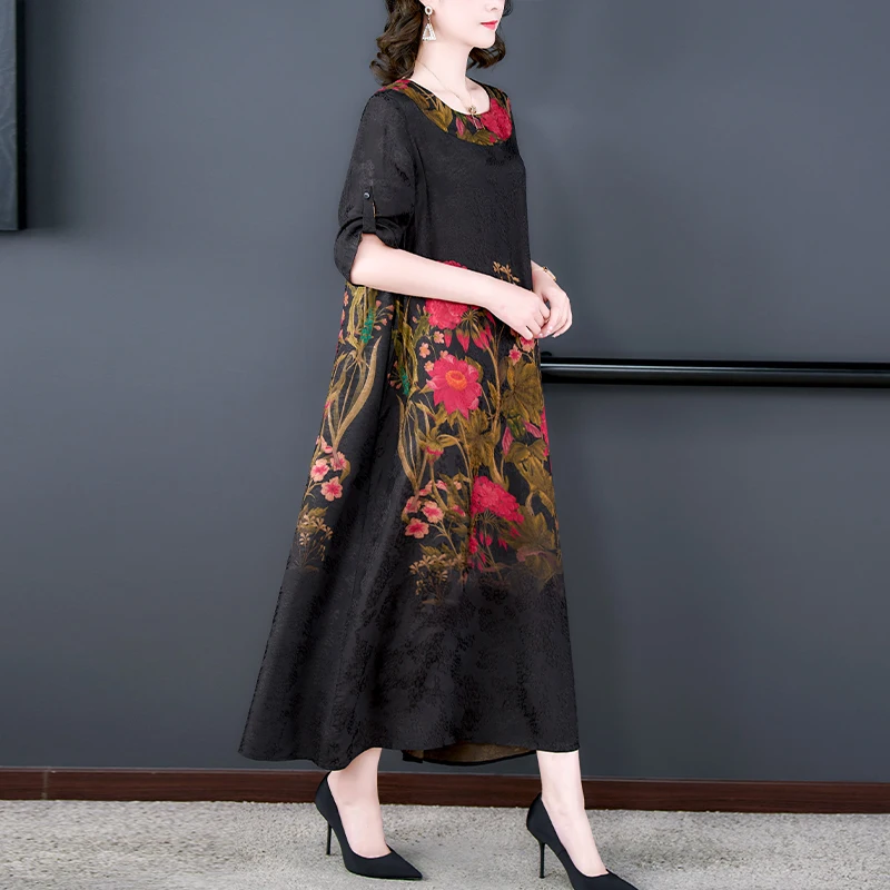 Женское летнее большое универсальное свободное платье в стиле ретро для отдыха