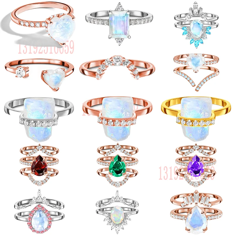

Moonstone Ring Series 010 2022 New S925 Sterling Silver Fashion Versatile Suitable for Gifts Holiday Couples Hip Hop Personality