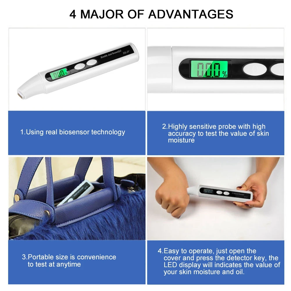 Детектор влажности кожи тестер масла для 0 ~ 99.9% цифровой ЖК-анализатор детектор