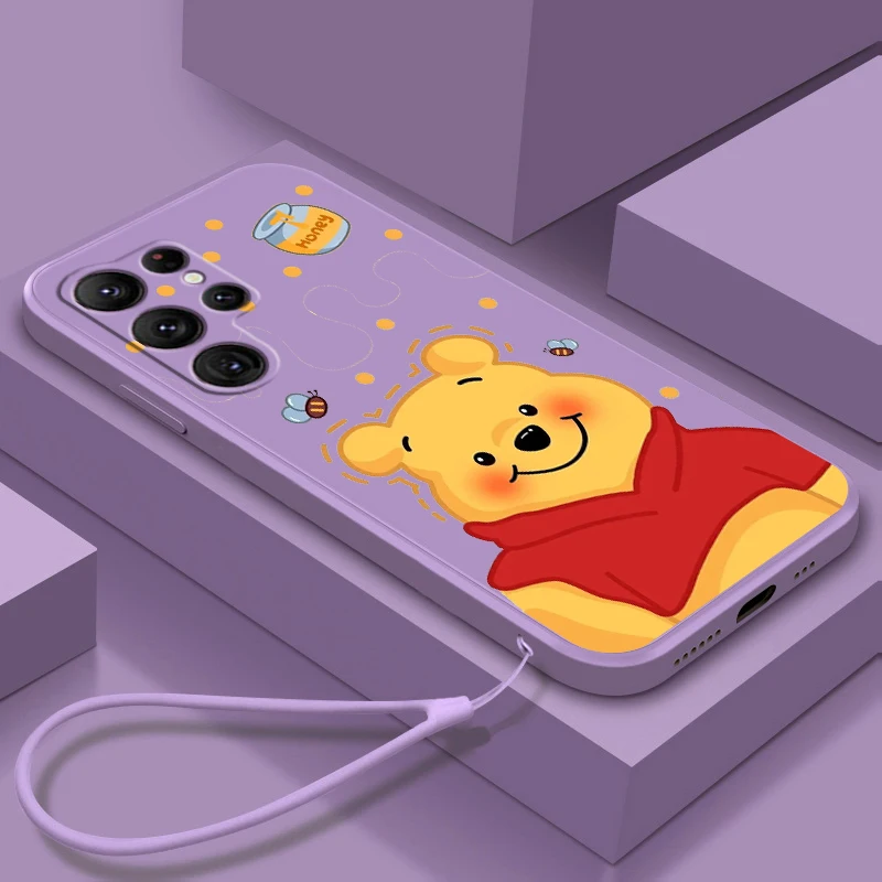 

Phone Case For Samsung Galaxy S22 S21 S20 FE S10 Note 20 10 Plus Lite Ultra 5G Disney Winnie the Pooh Cool Liquid Rope Funda