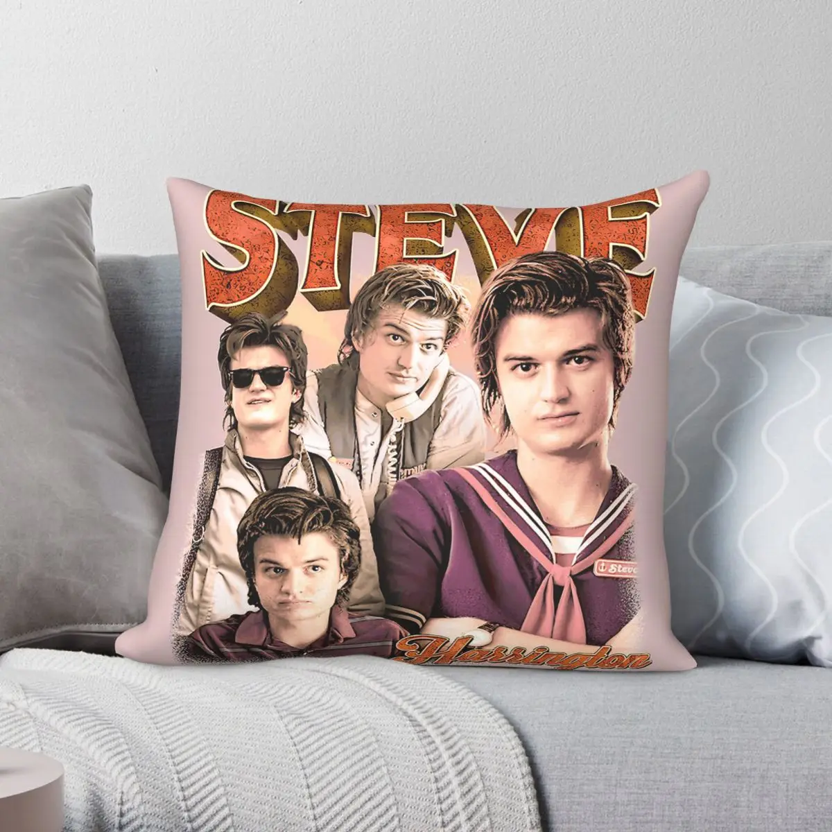 Фото Квадратная наволочка Steve Harrington Cool Guy из полиэстера, льна и бархата, креативная декоративная наволочка на молнии для дивана/кресла №1