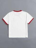 tops embroidery cherry ringer tee