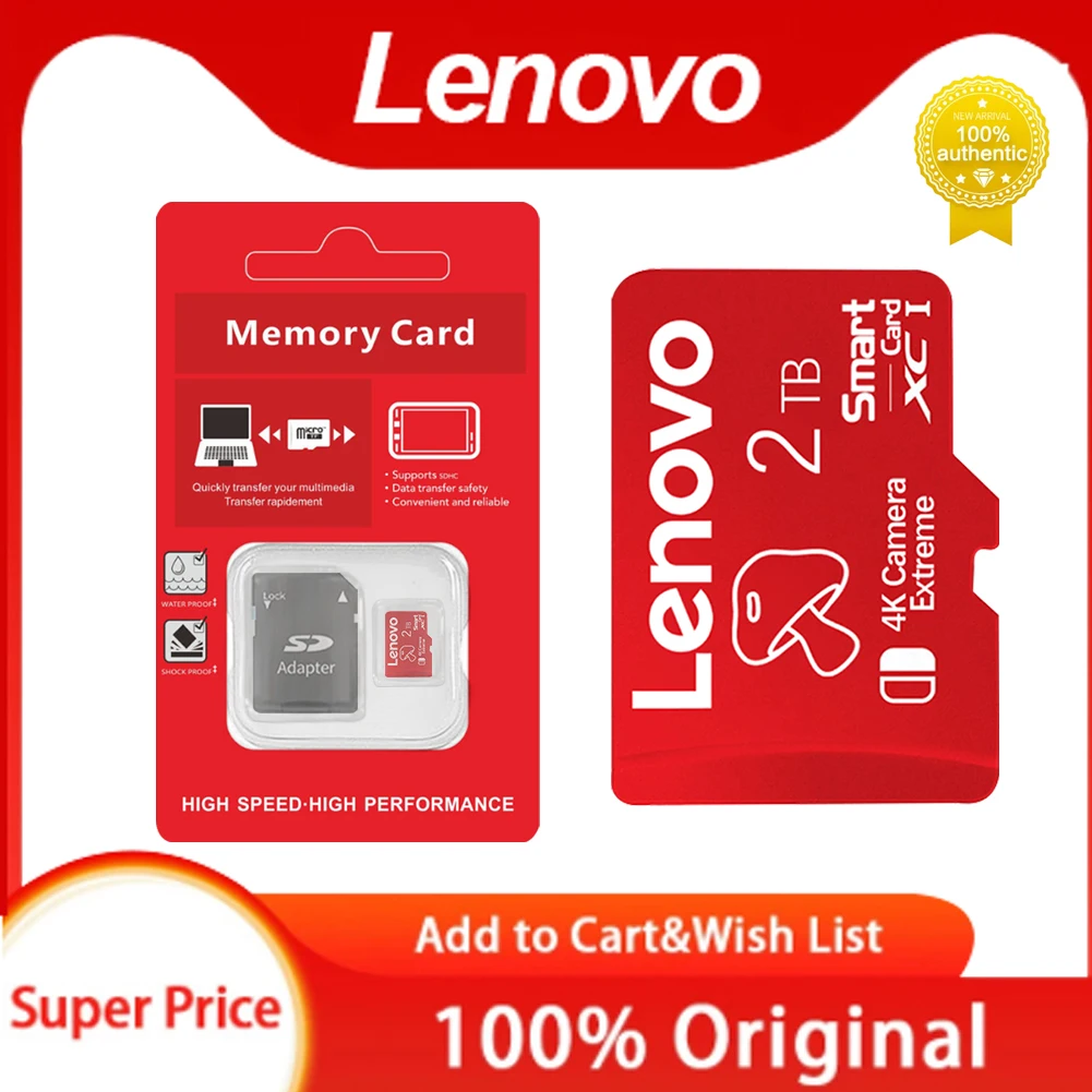 

Lenovo 1TB Flash SD Memory Card 512GB 2TB High Speed Micro Tarjeta SD Card 256GB 128GB Waterproof TF Card For Nintendo Switch