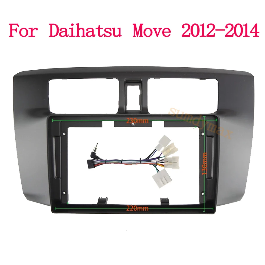 

9-дюймовый автомобильный радиоприемник, пластиковая панель Fascia, рамка для Daihatsu Move 2012-2014, установка GPS Mp5, комплект для крепления приборной панели с кабельным проводом