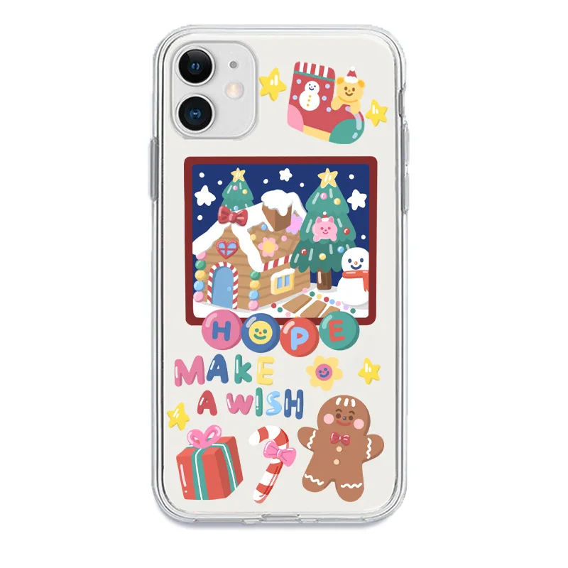 

Christmas Snowman Clear Phone Case For iPhone 13 12 11 8 7 Pro MAX XR X XS Plus Mini Shockproof Xmas Transparent Bumper Cover