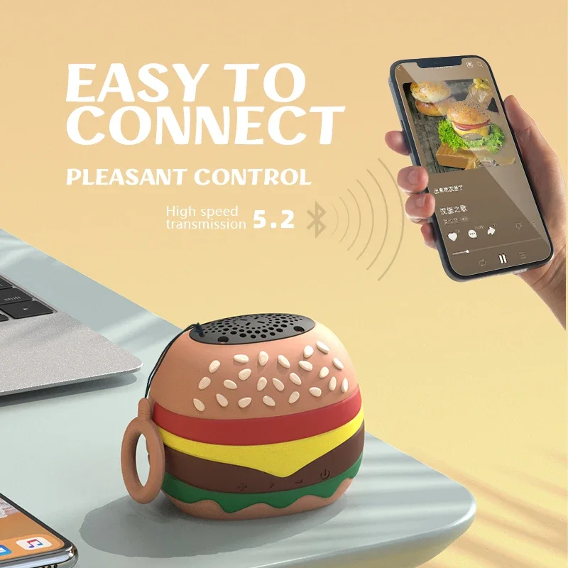 Mini Pocket Bluetooth Speaker Cute Hamburger Caixa De Som Soundbar IP65 Waterproof Music Box TF Card Player with FM