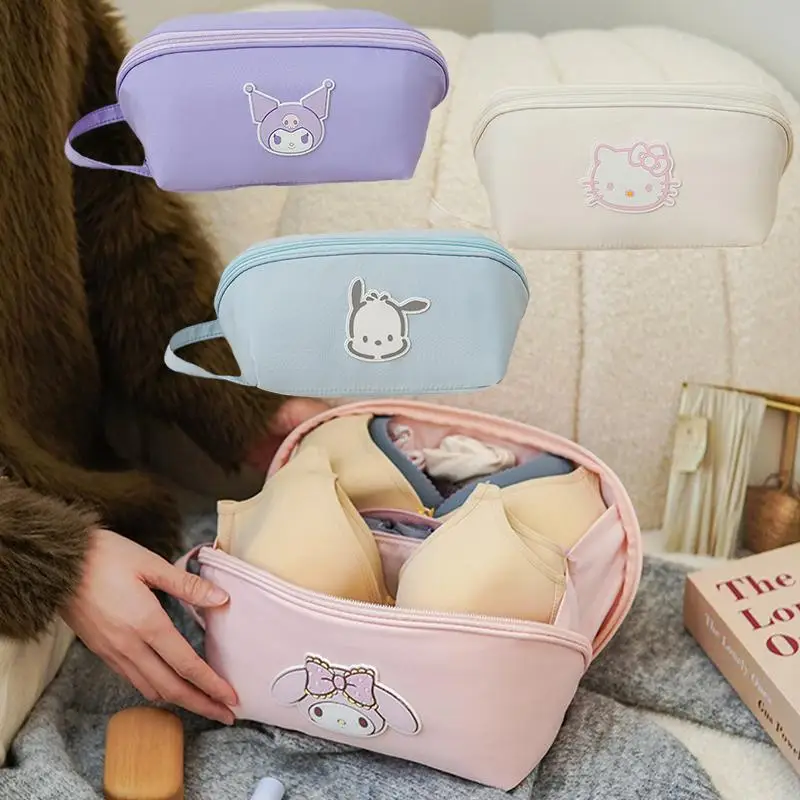 

Мультяшный Hello Kitty Kuromi My Melody Pachacco сумка для хранения бюстгальтеров Anime Sanrios, вместительная Портативная сумка для деловых поездок, нижнее белье