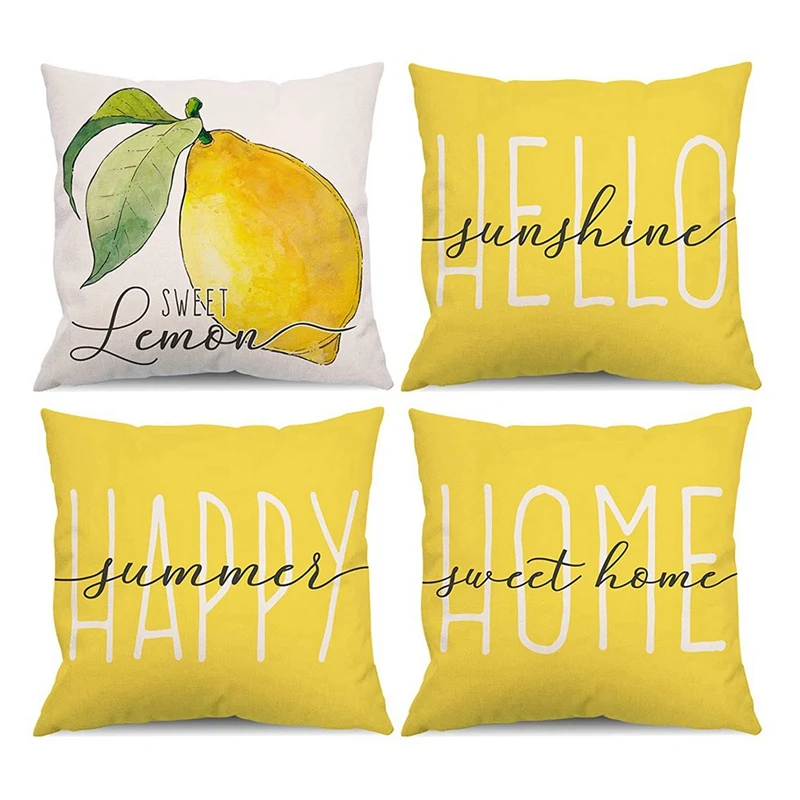 

Летние наволочки 18x18 набор из 4 летних украшений лимонный фермерский плед подушки летняя наволочка для дивана