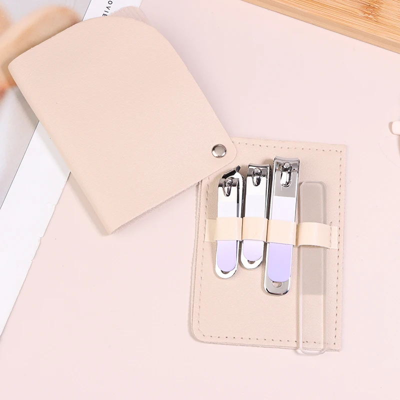 4 шт. набор кусачек для ногтей с вращающейся кожаной сумкой профессиональный