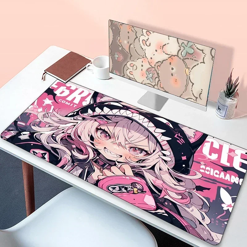Милый компьютерный коврик для мыши с аниме кавайная девушка большой офисный