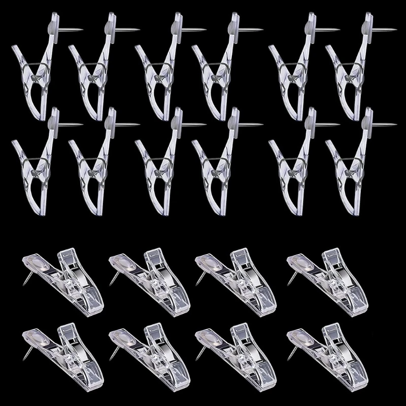 30 Pcs/Pack Multi-purpsoe Paper Clip-shaped Pushpins Transparent Clip-like Thumb Tacks for Office School Bulletin Boards H8WD