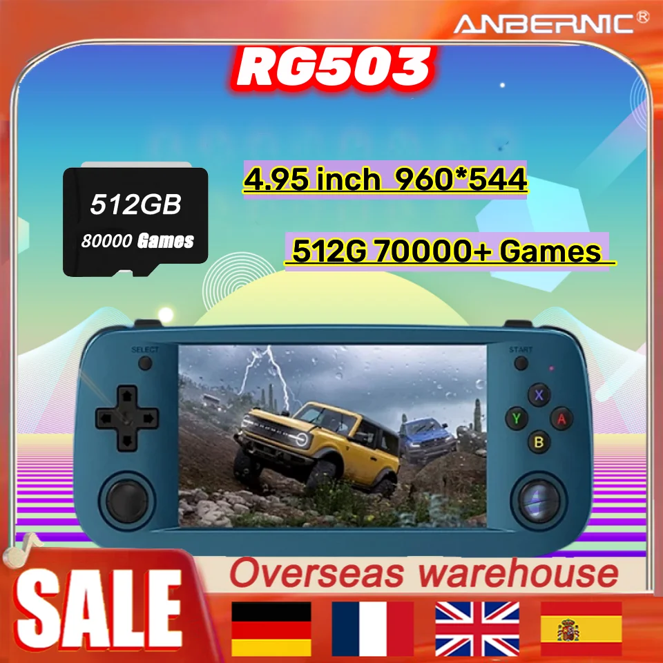 

ANBERNIC 512G NEW RG503 LINUX System RK3326 4.95 Inch OLED Screen Handheld Game Console Support 5G WIFI Bluetooth 80000+Games