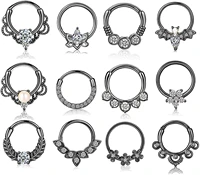earrings surgical steel septum helix cartilage tragus piercing jewelry black nose rings hoops hinged hoop earrings 8mm 10mm