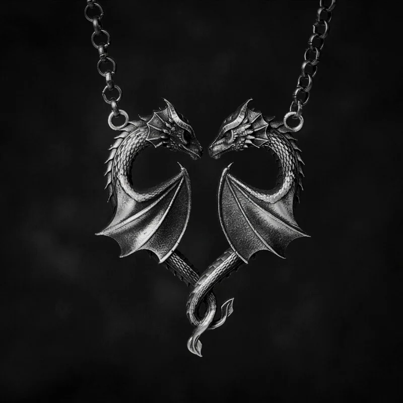 Ожерелье в стиле панк Темный стиль Античный бронзовый дракон ожерелье для рэпера