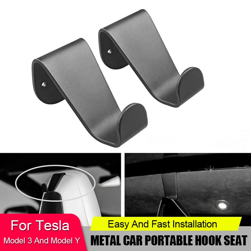 

Для Tesla модель 3 модели Y Модель X Металлический автомобильный портативный крючок для подголовника сиденья автозапчасти принадлежности для ...