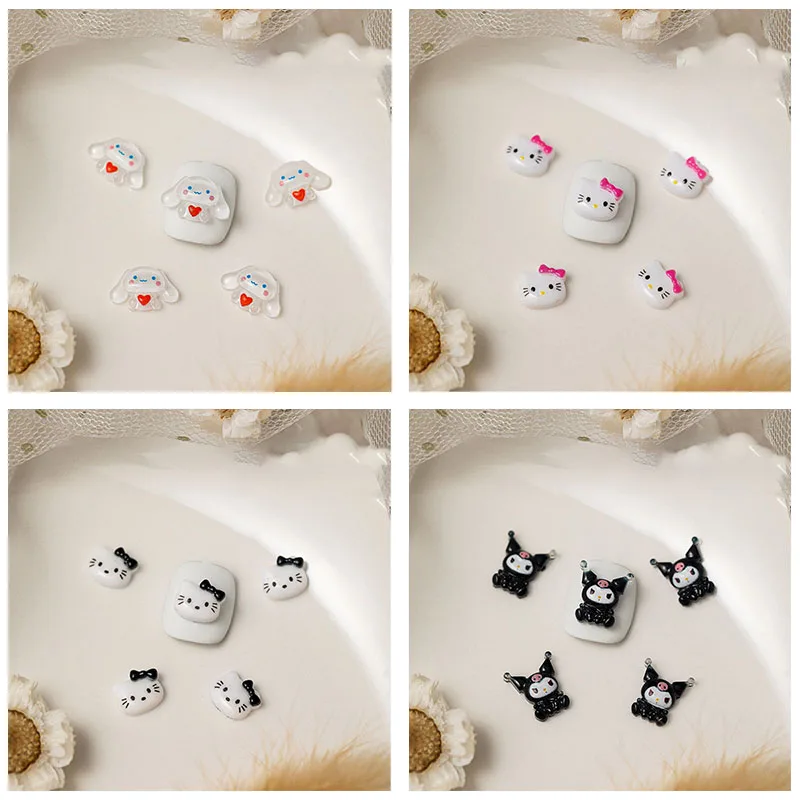 8 шт. подвески для ногтей Sanrio Hello Kittys Kawaii Мультфильм Kuromi украшения для ногтей Стразы драгоценные камни для маникюра Diy декоративные аксессуары