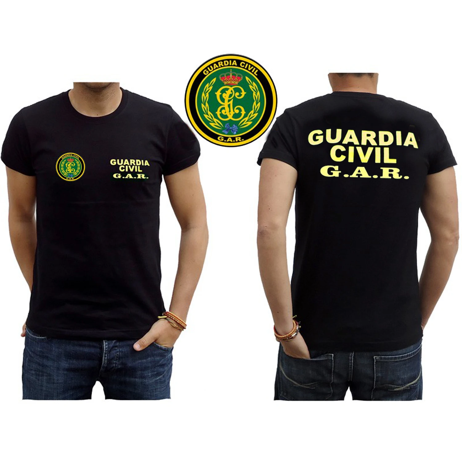 

España Guardia Civil Grupo de Acción Rápida GAR Insignia Camiseta. 100% Algodón De Alta Calidad, Cuello Redondo