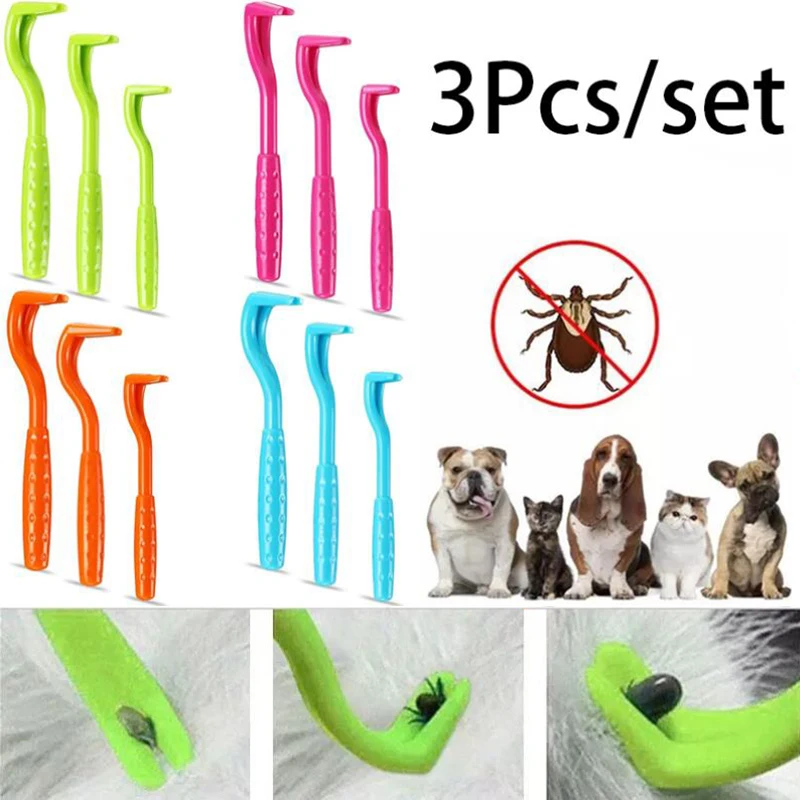 

3Pcs/set Flea Remover Hook Tick Remover Tweezer Tick Pull Pet Cat Dog Tick Clamp Accessaries Pet Dog Mite Flea Extractor Tools