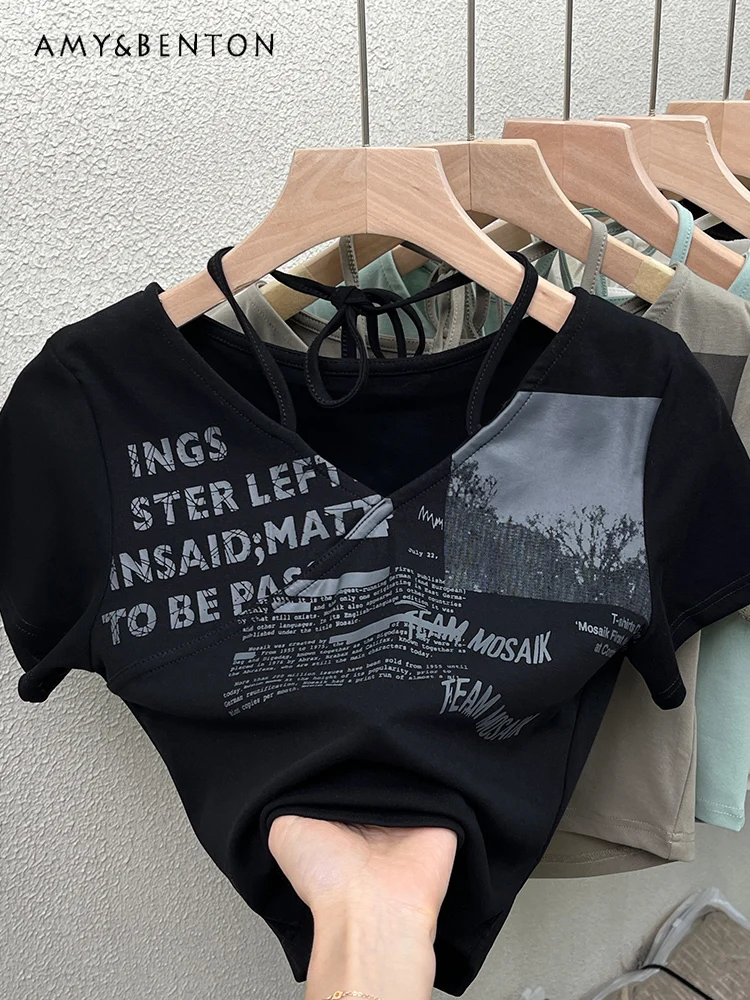 

Женский короткий топ с V-образным вырезом, в американском стиле