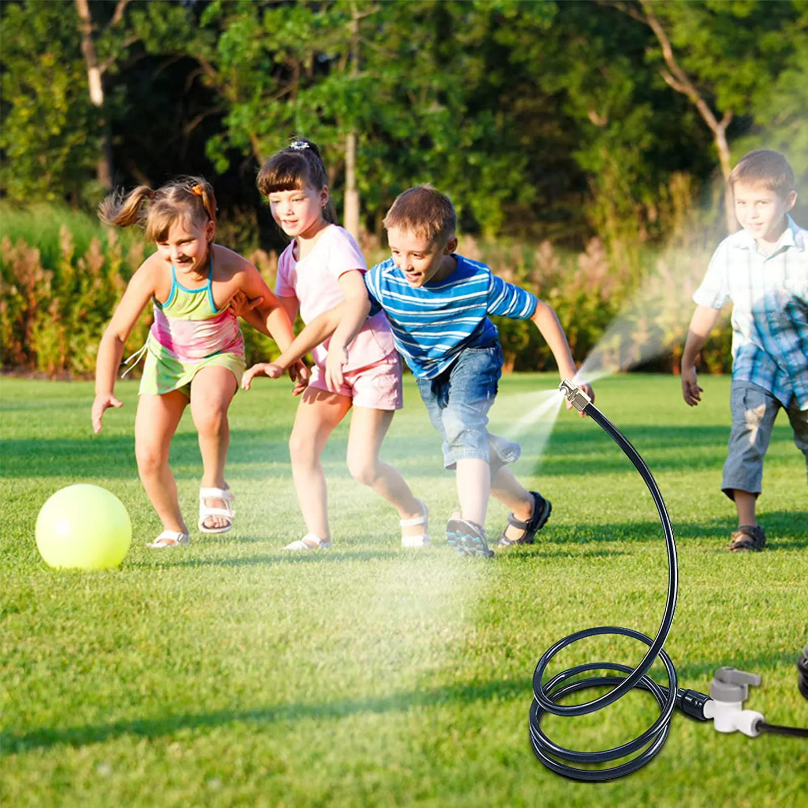 

Outdoor Water Misting System Durable Mist Stand Sprinkler Hose Flexible Mister for Patio Pool BBQ Cooling Kids Water Playing