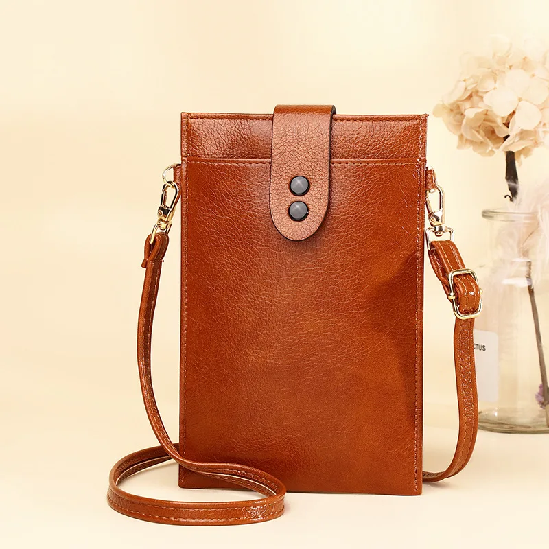 Women's Messenger Bag Soft Leather Shoulder Wallet Ladies Crossbody Mobile Phone Purse Female Card Holder