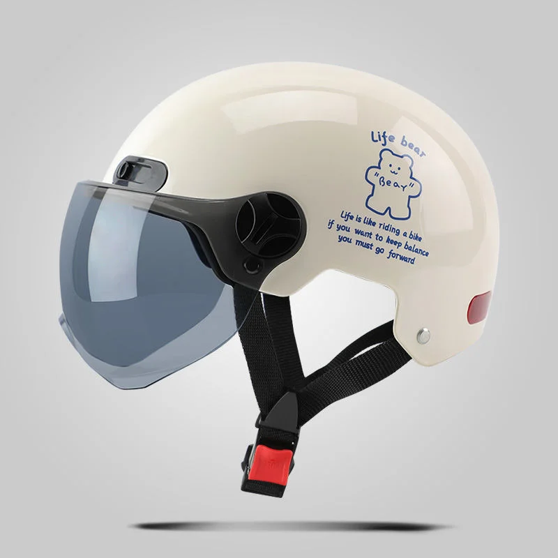 

Four Seasons Half Helmet Simple and Cute Protective Helmet Sunscreen Haley Battery Car Helmet