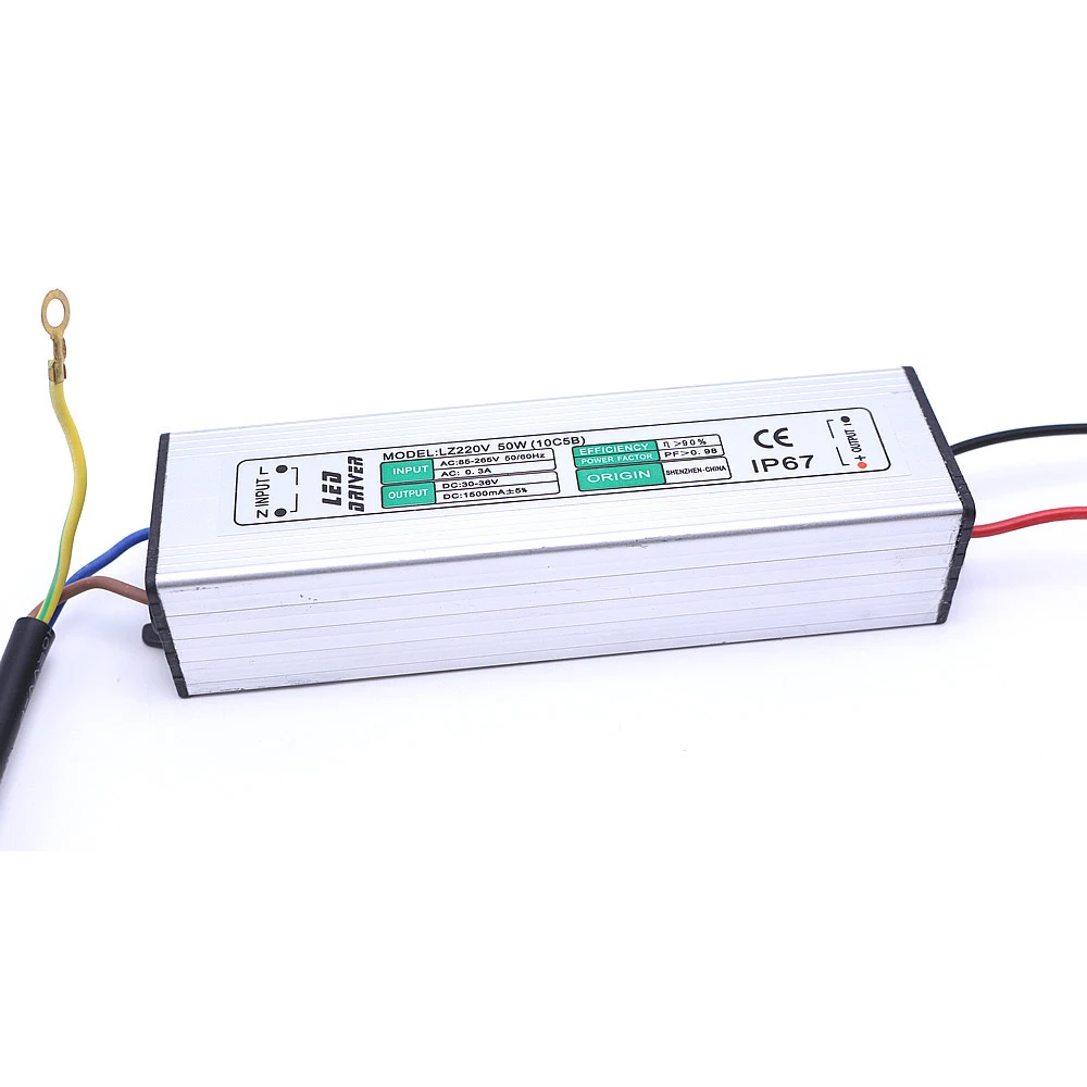 Фото Драйвер для светодиодных ламп 50 Вт, драйверы постоянного тока AC85V-265V на DC30-36V 1500 мА, водонепроницаемый, для прожекторов и уличных фонарей №4