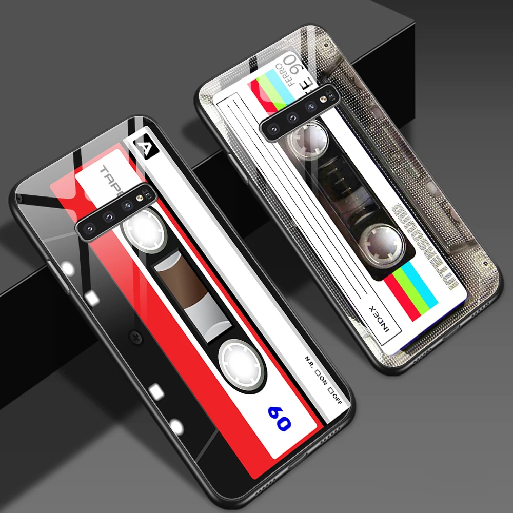 

Vintage Cassette Tape Retro Style Case for Samsung Galaxy S21 S20 FE S10 S9 Ultra S10e Note 20 10 Plus Tempered Glass Back Cover