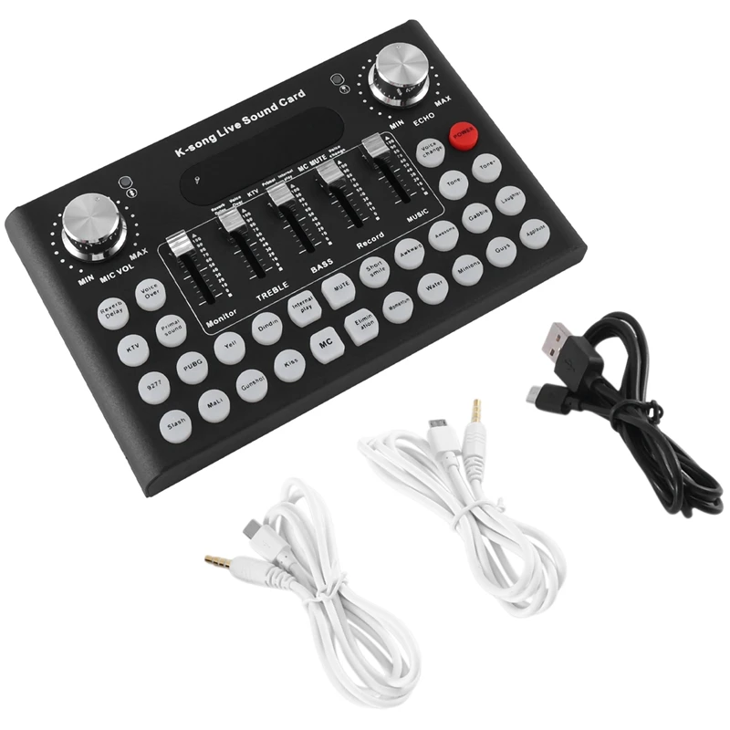 

F007C English Version Professional Convenient Compact Desktop Sound Card Sound Card Mixer For Live