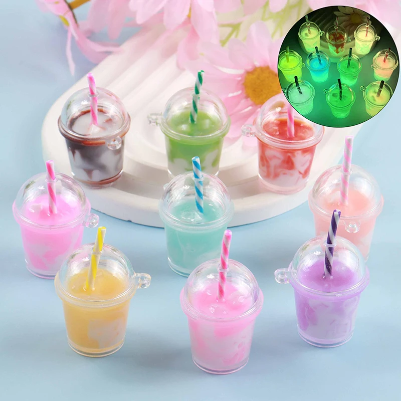 

1Pc Luminous Mini Cartoon Resin Ice Cream Cup Charms for DIY Making Pendants Necklaces Earrings Handmade Bracelets Random Color